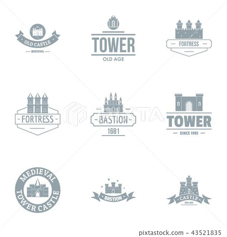 Tower castle logo set, simple style Tower castle logo set, simple style 43521835