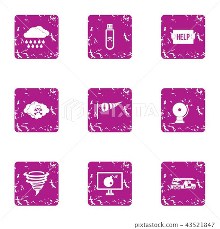 Help way icons set, grunge style 43521847