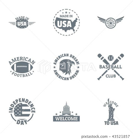 USA baseball logo set, simple style USA baseball logo set, simple style 43521857