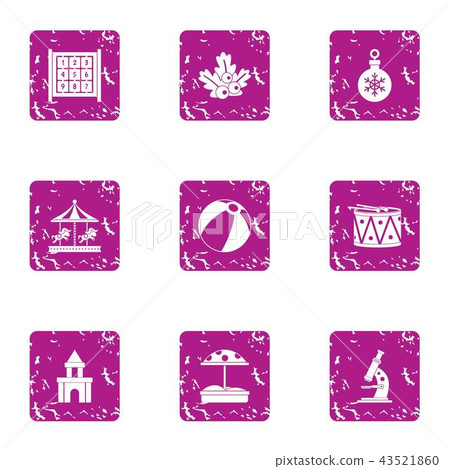 Sand kingdom icons set, grunge style 43521860