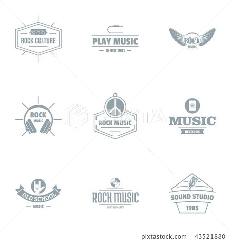 Rock euphony logo set, simple style 43521880