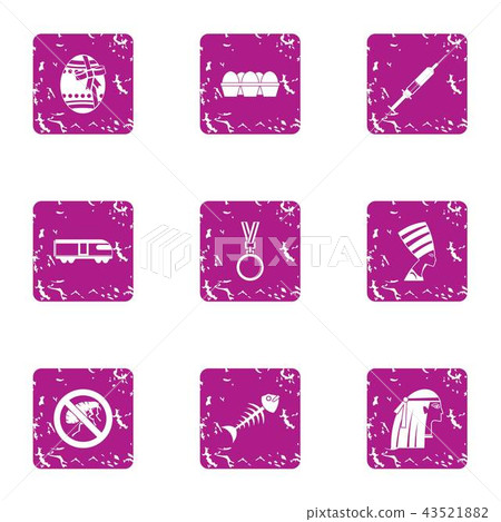 Meal day icons set, grunge style Meal day icons set, grunge style 43521882