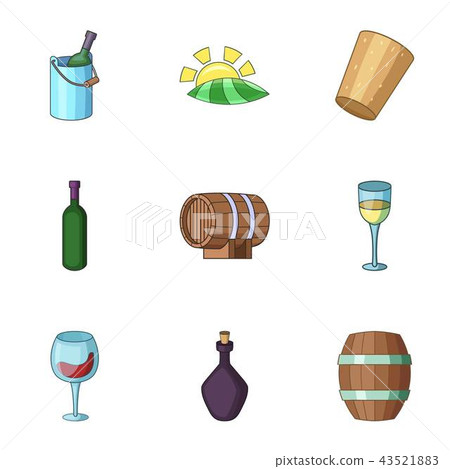 Viticulture icons set, cartoon style Viticulture icons set, cartoon style 43521883