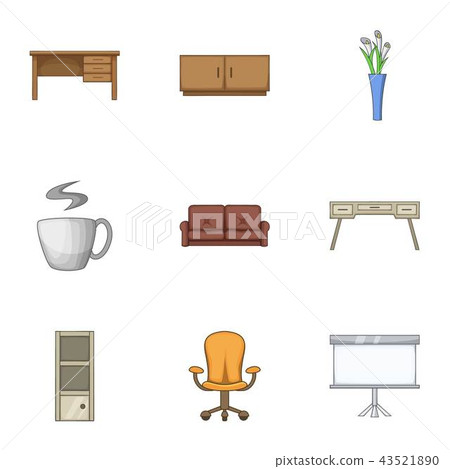 Home stool icons set, cartoon style Home stool icons set, cartoon style 43521890
