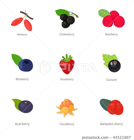 Berry variety icons set, cartoon style Berry variety icons set, cartoon style 43521907
