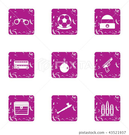 Prison sport icons set, grunge style Prison sport icons set, grunge style 43521937