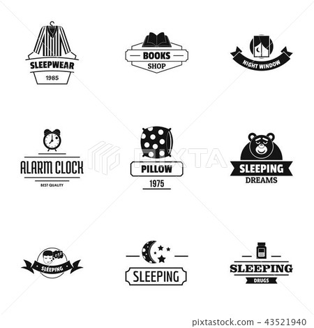 Eternal sleep logo set, simple style Eternal sleep logo set, simple style 43521940