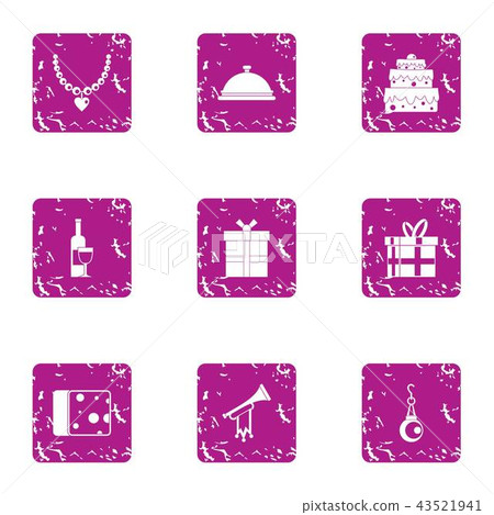 Puff pie icons set, grunge style 43521941