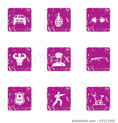 Men day icons set, grunge style 43521942