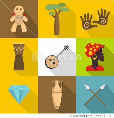Africa land icons set, flat style 43521995