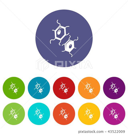 Bird flu virus icons set vector color Bird flu virus icons set vector color 43522009