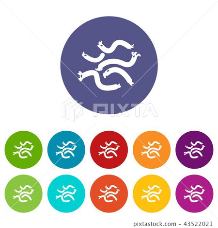 Escherichia coli virus icons set vector color 43522021