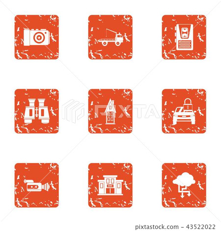 Sustain icons set, grunge style Sustain icons set, grunge style 43522022