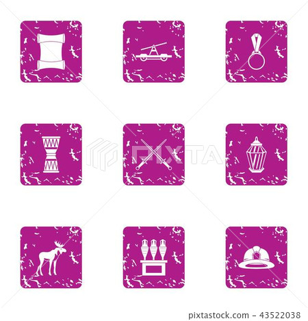 Totemism icons set, grunge style Totemism icons set, grunge style 43522038