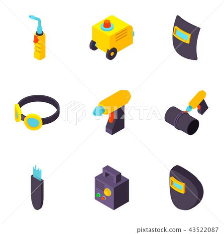 Pipe welding icons set, isometric style Pipe welding icons set, isometric style 43522087