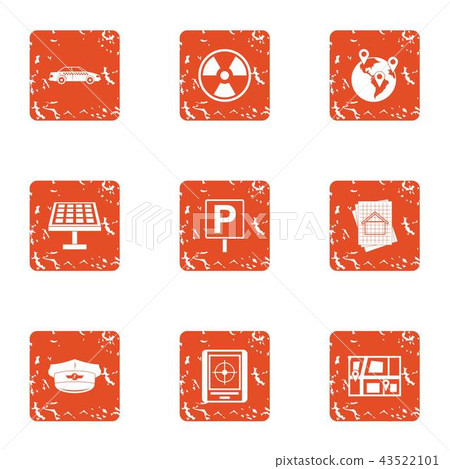 Heat energy icons set, grunge style 43522101