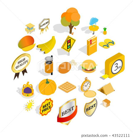 Beautiful vacation icons set, isometric style Beautiful vacation icons set, isometric style 43522111