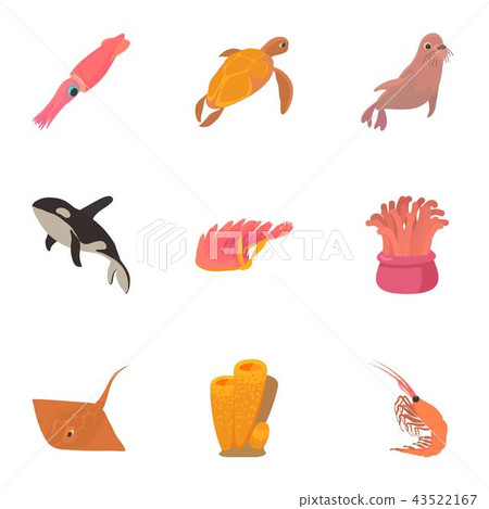 Natatorial icons set, cartoon style Natatorial icons set, cartoon style 43522167