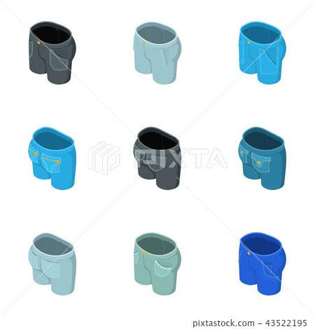 Denim fashion icons set, isometric style 43522195