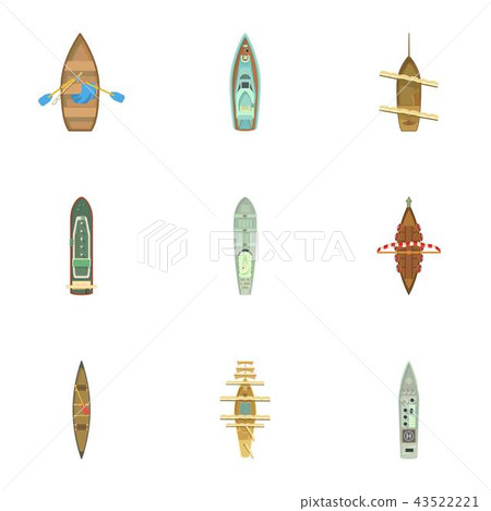Passenger boat icons set, cartoon style Passenger boat icons set, cartoon style 43522221