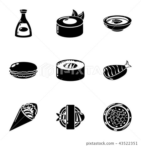 Fresh whitefish icons set, simple style 43522351