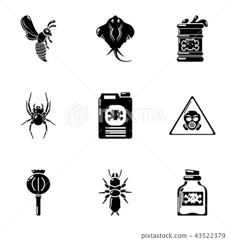 Poison security icons set, simple style 43522379