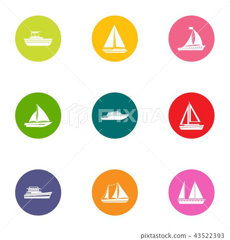 Boat parking icons set, flat style 43522393