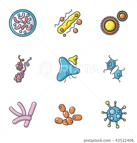 Microbial contingent icons set, cartoon style Microbial contingent icons set, cartoon style 43522406