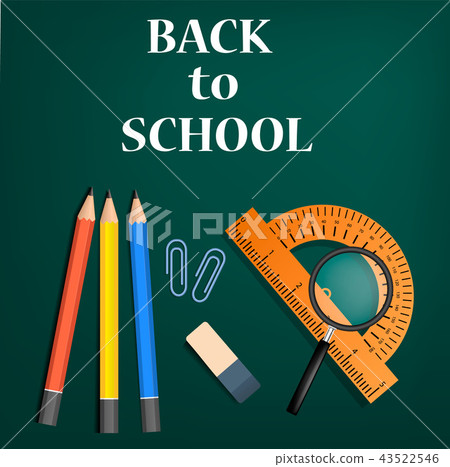 Back to school green concept background, realistic style 43522546