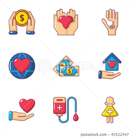 Gift offering icons set, cartoon style Gift offering icons set, cartoon style 43522547