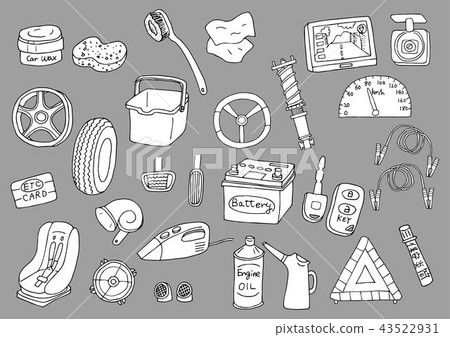 汽車相關商品（白色背景）的插圖集 43522931
