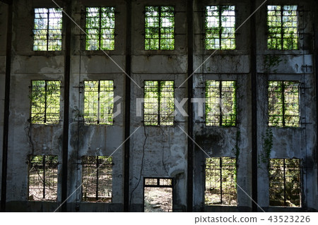 Okuno Island Poison Gas Island Usagi Island Power plant trace inside Wall Window Front view Side view 43523226