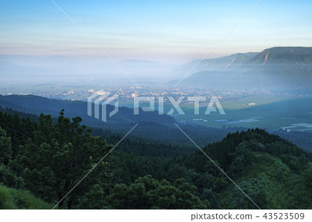 Aso Caldera nestled in the morning mist 43523509