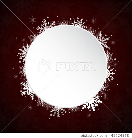 White Circle Snowflakes New Year, Christmas Frame. White Circle Snowflakes New Year, Christmas Frame. 43524578