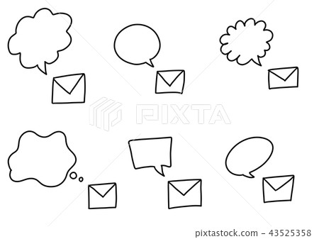 Hand drawn speech bubble set mail Hand drawn speech bubble set mail 43525358