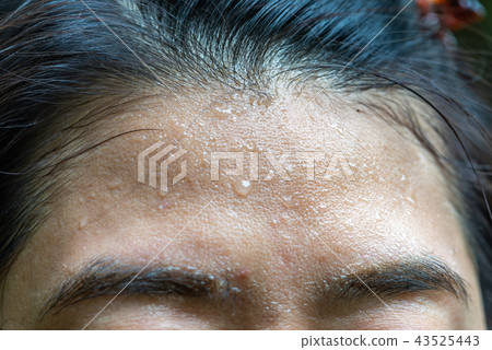 Close up sweat on forehead Close up sweat on forehead 43525443