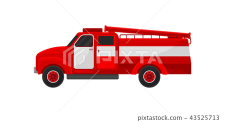 Red fire truck, emergency service for firefighting operation vector Illustration on a white Red fire truck, emergency service for firefighting operation vector Illustration on a white 43525713