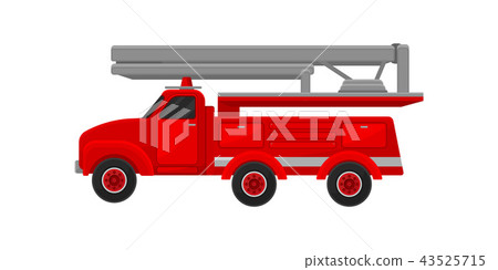 Red engine fire truck, emergency service for firefighting operation vector Illustration on a white 43525715