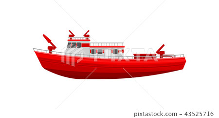 Red firefighting ship, emergency service vehicle vector Illustration on a white background 43525716