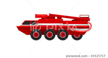 Red armored firefighting truck, emergency service vehicle vector Illustration on a white background Red armored firefighting truck, emergency service vehicle vector Illustration on a white background 43525717