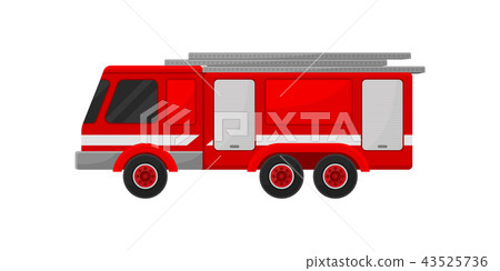 Firefighting emergency vehicle with telescopic ladder vector Illustration on a white background Firefighting emergency vehicle with telescopic ladder vector Illustration on a white background 43525736
