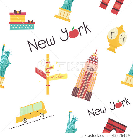 Seamless pattern with New York landmarks, symbols 43526499