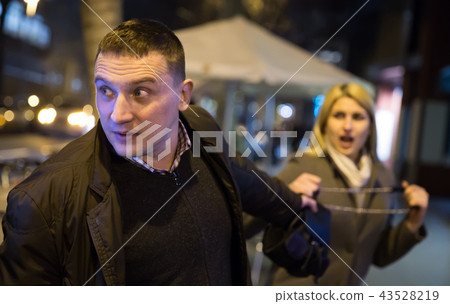 thief is stole the handbag from woman thief is stole the handbag from woman 43528219