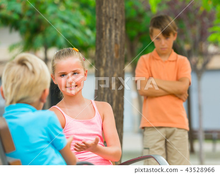 Girl is talking with boy 43528966