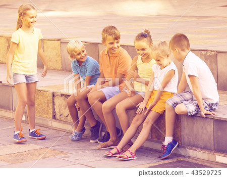 portrait of children spending time outside and playing charades portrait of children spending time outside and playing charades 43529725