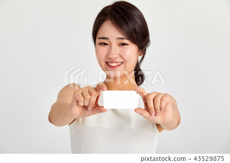 20s, 30s business woman happy holding business card, woman, business, business card, card 43529875