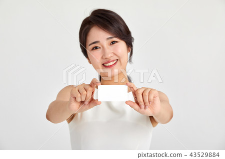 20s, 30s business woman happy holding business card, woman, business, business card, card 43529884