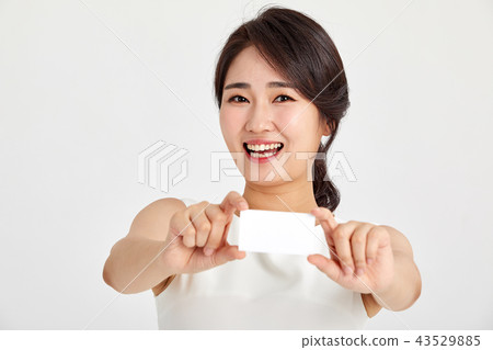 20s, 30s business woman happy holding business card, woman, business, business card, card 43529885