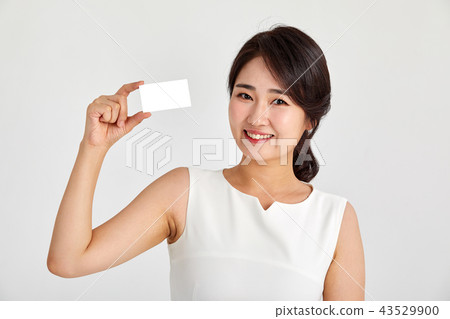 20s, 30s business woman happy holding business card, woman, business, business card, card 43529900