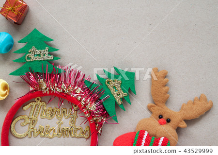 Christmas decorative art on craft paper, flat lay Christmas decorative art on craft paper, flat lay 43529999
